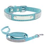 Personalized Bling Rhinestone Dog Collar and Leash Set