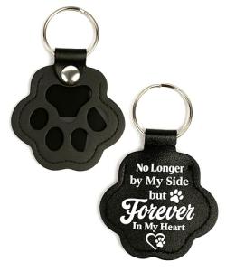 Refillable Leather Paw Print Keychain for Pet Hair