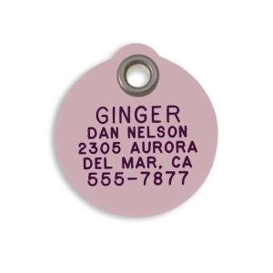LuckyPet Custom Engraved Round Pink Pet ID Tag