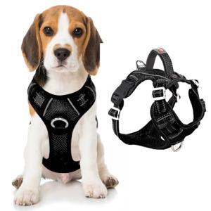 BARKBAY Dog Harness No Pull with ID Tag Pocket - Heavy Duty, Reflective, Easy Control for Large Dogs(Black,M)