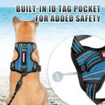 BARKBAY No Pull Dog Harness Large Reflective Dog Harness with Front Clip and Easy Control Handle for Walking Training Running with ID tag Pocket(Blue/Black,L)