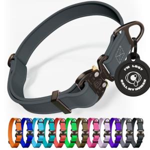 NexaPaw Biothane Dog Collar with Cobra Buckle - Made in USA - QR Code Dog Tag ID Included - Adjustable Heavy Duty Dog Collars for Medium Large Dogs - Waterproof Military Grade Tactical Collar for Dogs