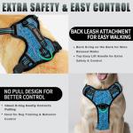 BARKBAY No Pull Dog Harness Large Reflective Dog Harness with Front Clip and Easy Control Handle for Walking Training Running with ID tag Pocket(Blue/Black,L)