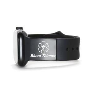 Black Blood Thinner Medical Alert Tag for Watch Band Laser Engraved Stainless Steel Medical Emergency First Aid Tag