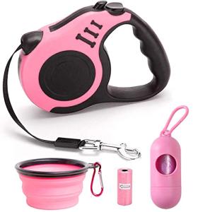 Retractable Dog Leash for Medium - Small Dogs and Cats - 16.5FT Tangle Free, Heavy Duty Walking Leash with Anti Slip Handle, Pause and Lock Strong Nylon Tape