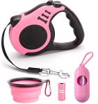 Retractable Dog Leash for Medium - Small Dogs and Cats - 16.5FT Tangle Free, Heavy Duty Walking Leash with Anti Slip Handle, Pause and Lock Strong Nylon Tape