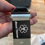 Black Blood Thinner Medical Alert Tag for Watch Band Laser Engraved Stainless Steel Medical Emergency First Aid Tag