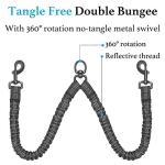 iYoShop Dual Dog Leash - 360° Swivel, No Tangle Walking Leash with Shock Absorbing Bungee for Two Dogs (Large, 25-150 lbs, Black)