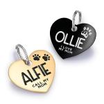Personalized Stainless Steel Dog Name Tag - Heart