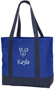 Personalized Blue Tote Bag for Dog Lovers