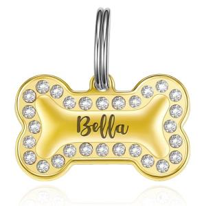Personalized Engraved Pet ID Tag with Bling