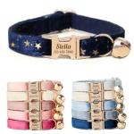 Personalized Velvet Cat Collar with Bell and Bow Tie