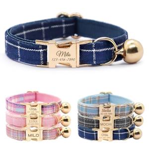 Personalized Plaid Cat Collar with Name & Phone
