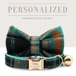 Personalized Plaid Cat Collar with Engraved Name