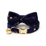 Personalized Velvet Cat Collar with Bell and Bow Tie