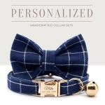 Personalized Plaid Cat Collar with Name & Phone