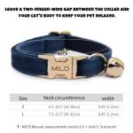 Personalized Velvet Cat Collar with Bell - Midnight Blue
