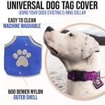 Blue Pawprint Dog Tag Silencer - Fits Four IDs