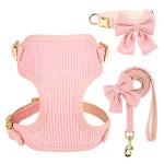 Cute Pink Dog Harness Collar and Leash Set