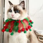 2 Pack Christmas Dog Collars with Pom Poms