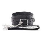 Fur-Lined PU Leather Dog Collar and Leash