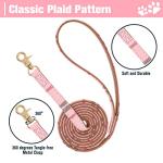 Pink Plaid Dog Collar and Leash Set