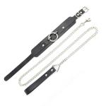 Gothic Black Leather Choker Collar with Leash