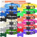 Soft Adjustable Puppy Collar ID Tags Set, 12 Pack