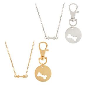 Matching Dog Bone Charm Necklace and Key Chain Set