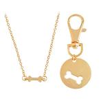 Matching Dog Bone Charm Tag and Keychain Set