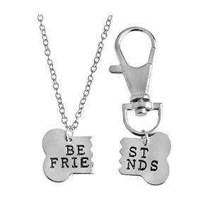 Matching Dog Bone Necklace & Keychain Set