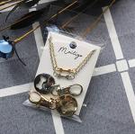 Matching Dog Bone Charm Necklace and Key Chain Set