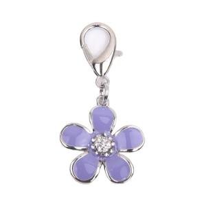 Purple Rhinestone Flower Charm for Pet Collars