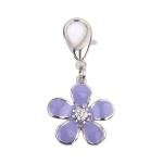 Purple Rhinestone Flower Charm for Pet Collars