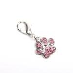 Pink Rhinestone Paw Charm for Pet Collars