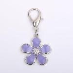 Purple Rhinestone Flower Charm for Pet Collars