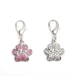 Pink Rhinestone Paw Charm for Pet Collars