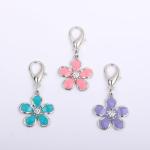 Purple Rhinestone Flower Charm for Pet Collars