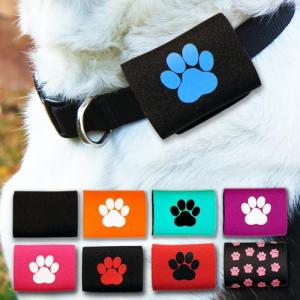 Black Pet Tag Silencer with Blue Paw Print