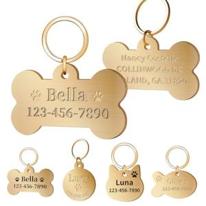 Custom Engraved Brass Pet ID Tags for Dogs Cats