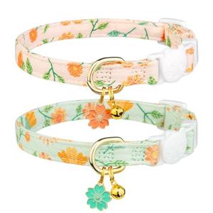 2 Pack Floral Cotton Breakaway Cat Collars
