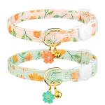 2 Pack Floral Cotton Breakaway Cat Collars