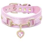 Iridescent Pink Dog Collar with Heart Pendant