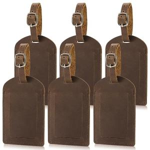 Ringsun Leather Luggage Tags - 6 Pack