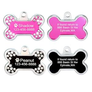 Custom Engraved Dog Tags with Rhinestones
