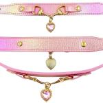 Iridescent Pink Dog Collar with Heart Pendant