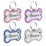 Personalized Glitter Dog Name Tag - Pink Bone