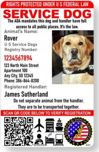 Custom Service Dog ID Card with QR Code