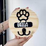 Personalized Dog Leash and Harness Wall Holder