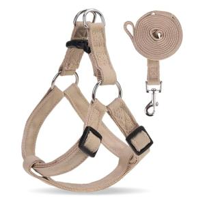 BINGPET Adjustable Denim Dog Harness and Leash Set